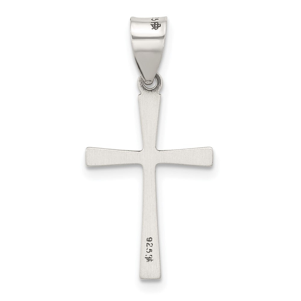 Sterling Silver Antiqued Solid Textured Latin Cross Pendant