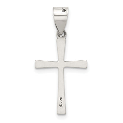 Sterling Silver Antiqued Solid Textured Latin Cross Pendant