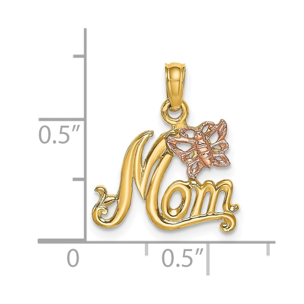 14k Two-Tone MOM with Butterfly Charm