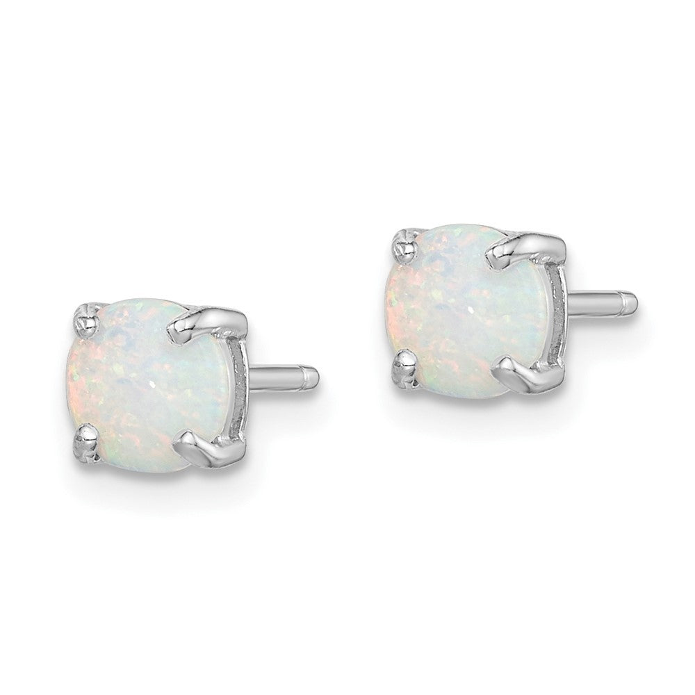 Sterling Silver Polished Pink Blue 6mm Created Opal Stud Earrings 3 Pair Set