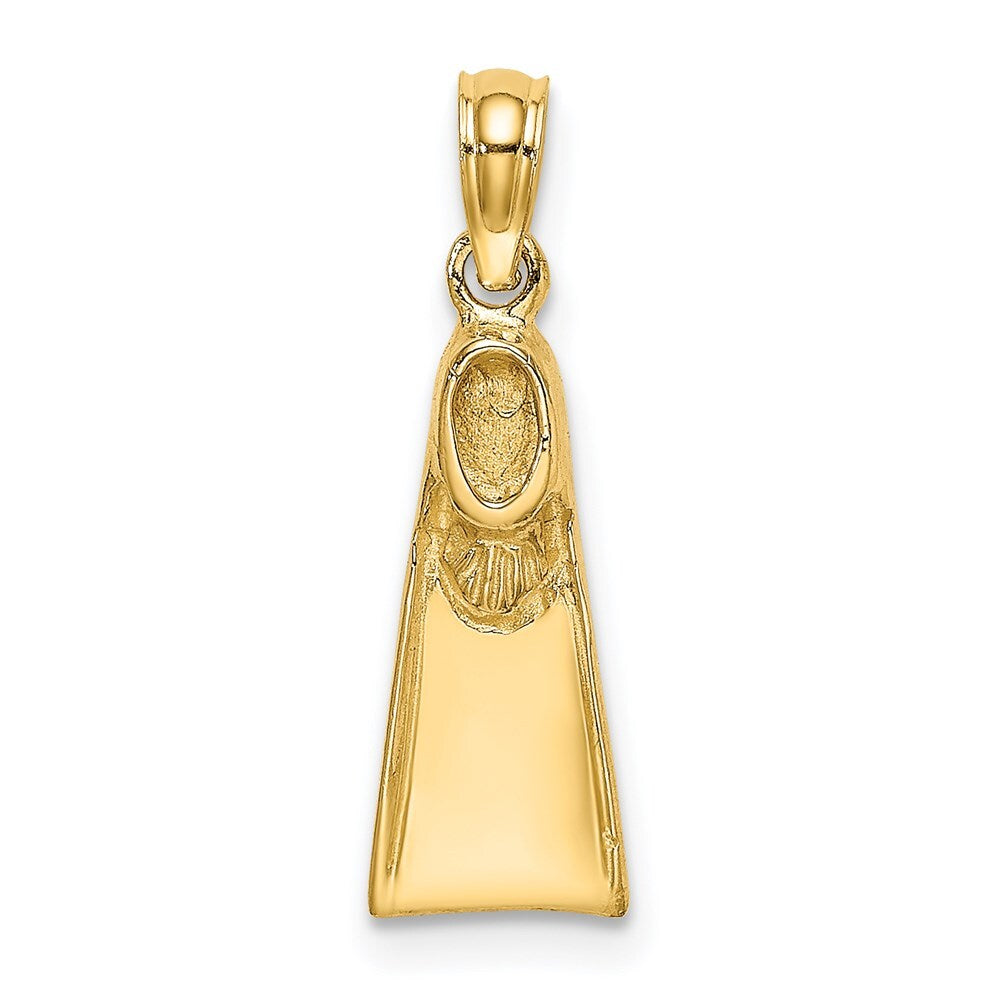14k Yellow Gold Scuba Flipper Charm Pendant for Women