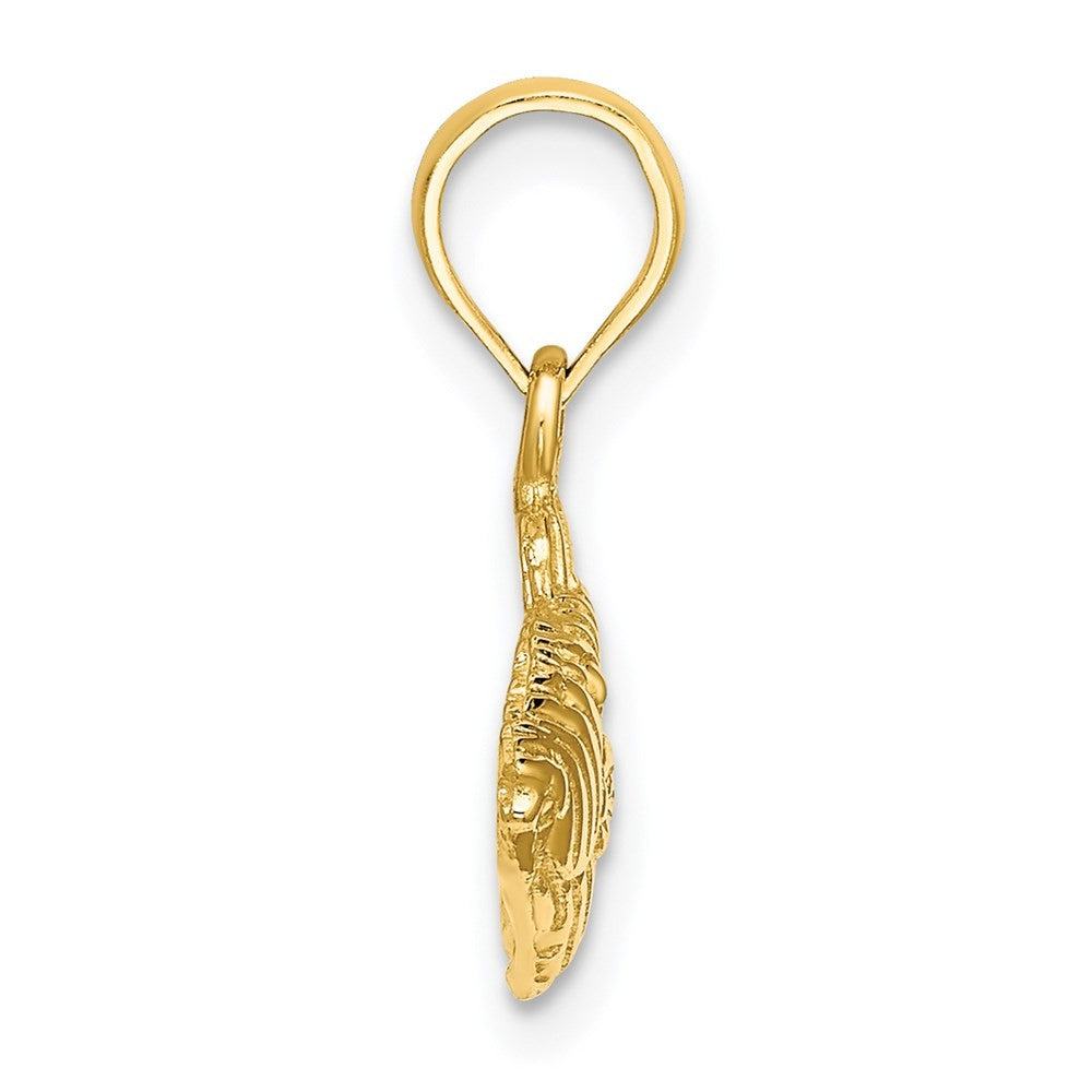 14k Yellow Gold 2-D  Engraved Striped Fish Charm