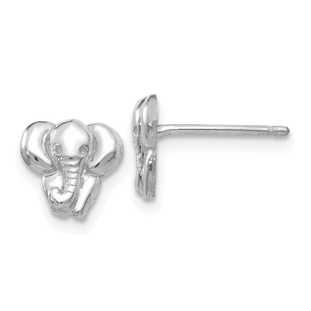 14k White Gold Elephant Stud Earrings Gift for Women