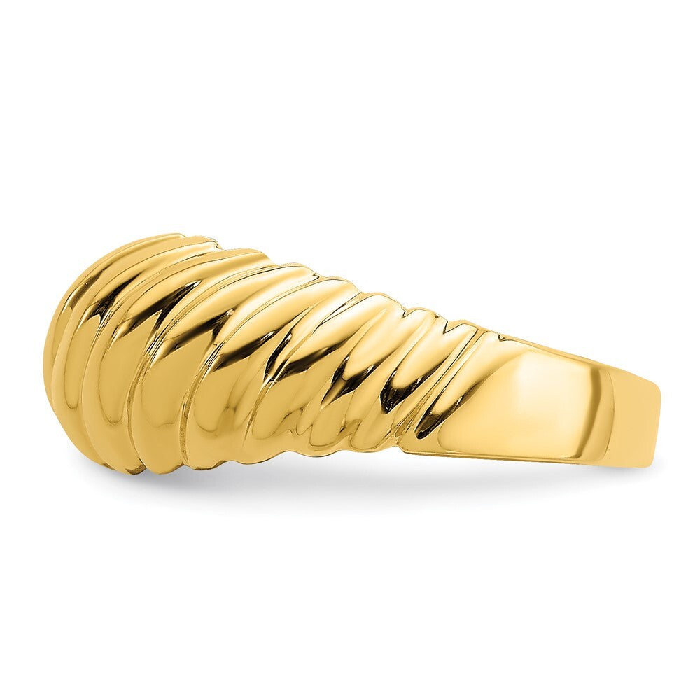 14K Yellow Gold Polished Shrimp Dome Ring Size 7