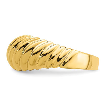14K Yellow Gold Polished Shrimp Dome Ring Size 7