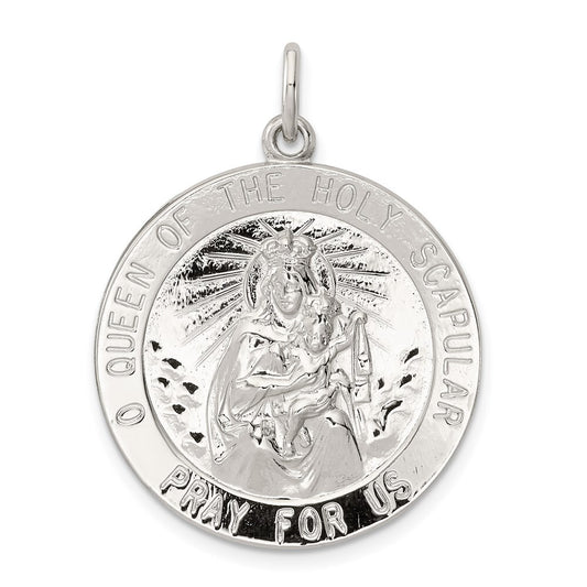 Sterling Silver Queen of the Holy Scapular Medal Pendant