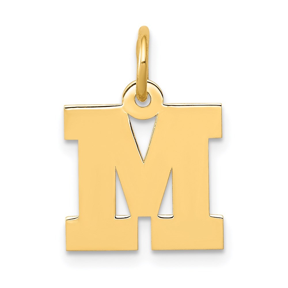 14k Yellow Gold Small Block Letter M Initial Charm Pendant