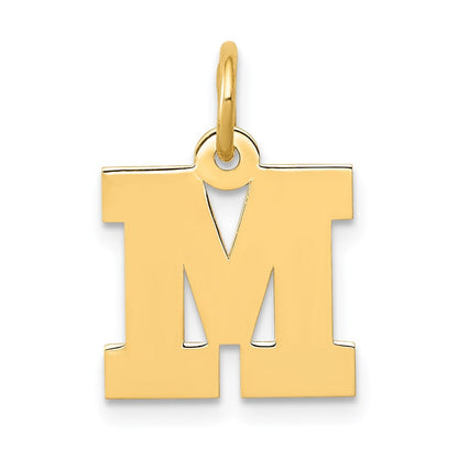 14k Yellow Gold Small Block Letter M Initial Charm Pendant