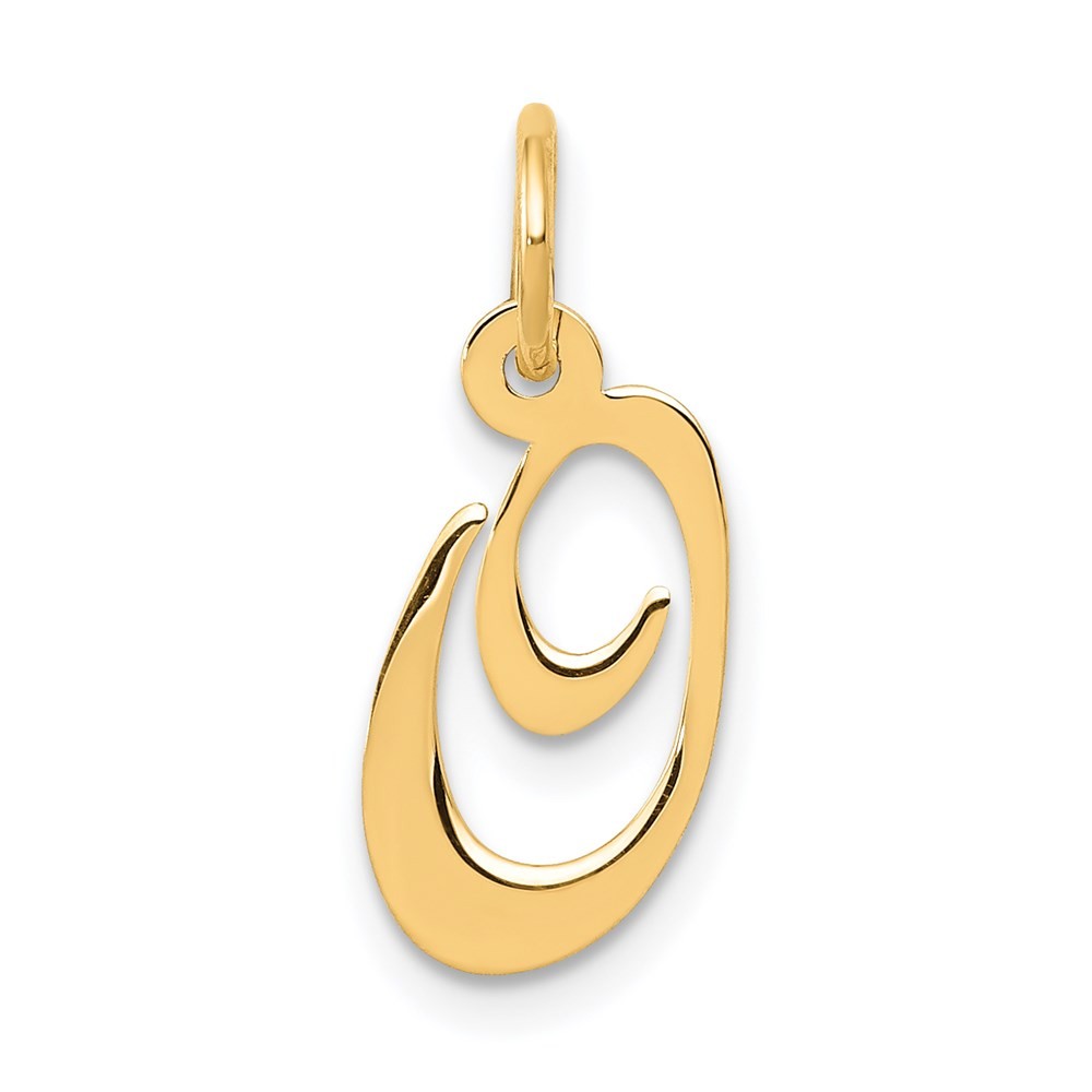 14k Yellow Gold Small Fancy Script Letter O Initial Charm