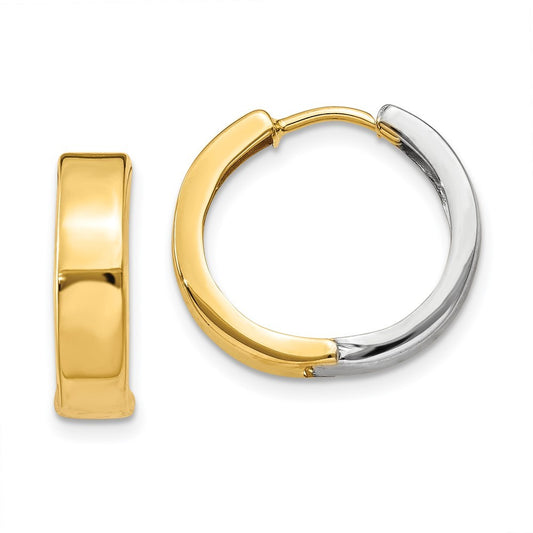 14k Two-tone Gold Hinged Hoop Earrings
