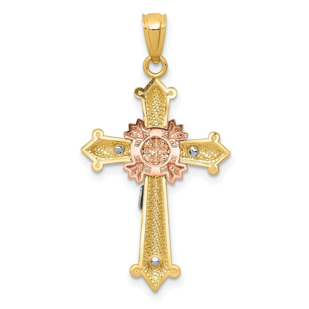 14k Tri-Color Gold Tri-color Polished Crucifix Pendant for Women
