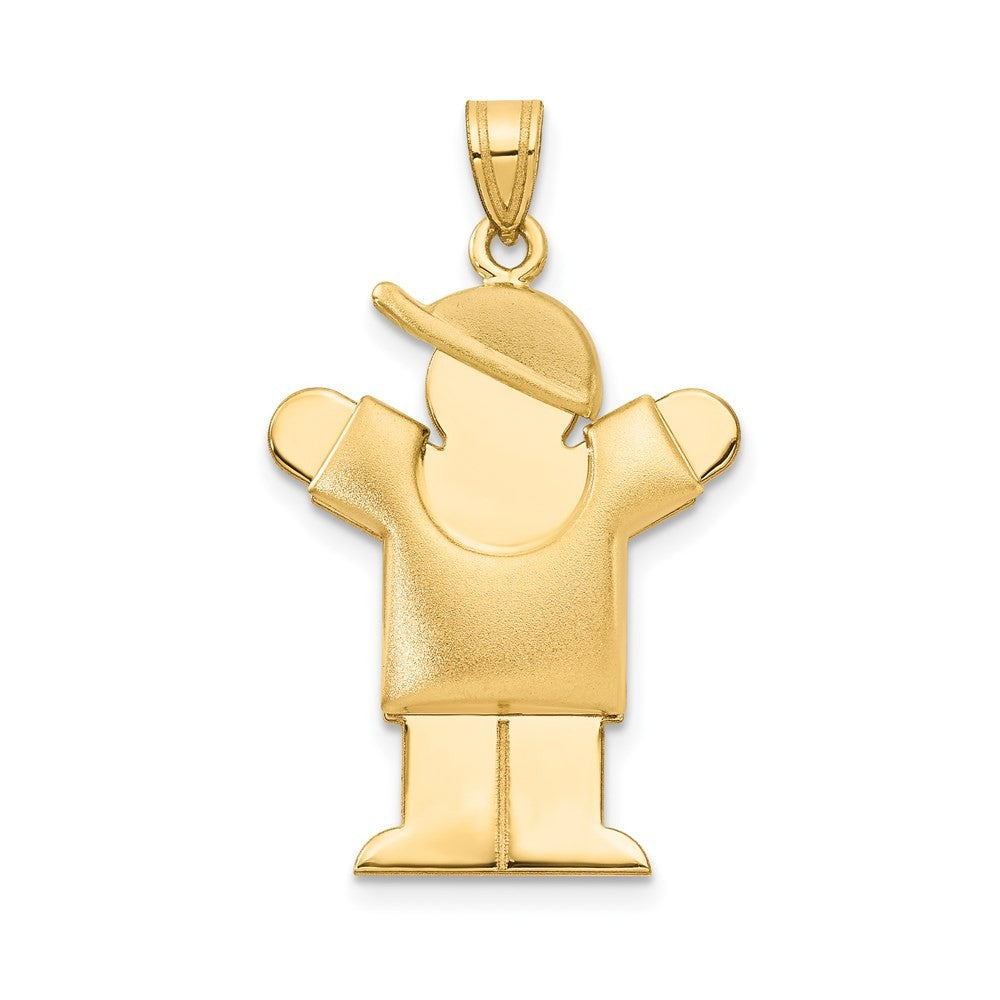 14k Yellow Gold Puffed Boy w Hat on Right Engravable Charm