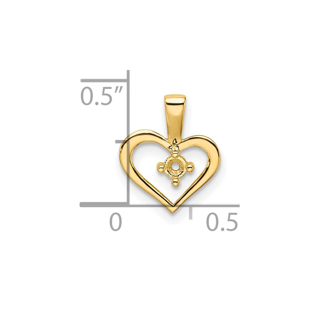 14k Yellow Gold Heart Pendant Mounting for Women