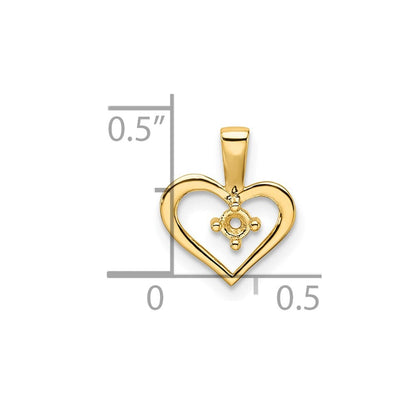 14k Yellow Gold Heart Pendant Mounting for Women