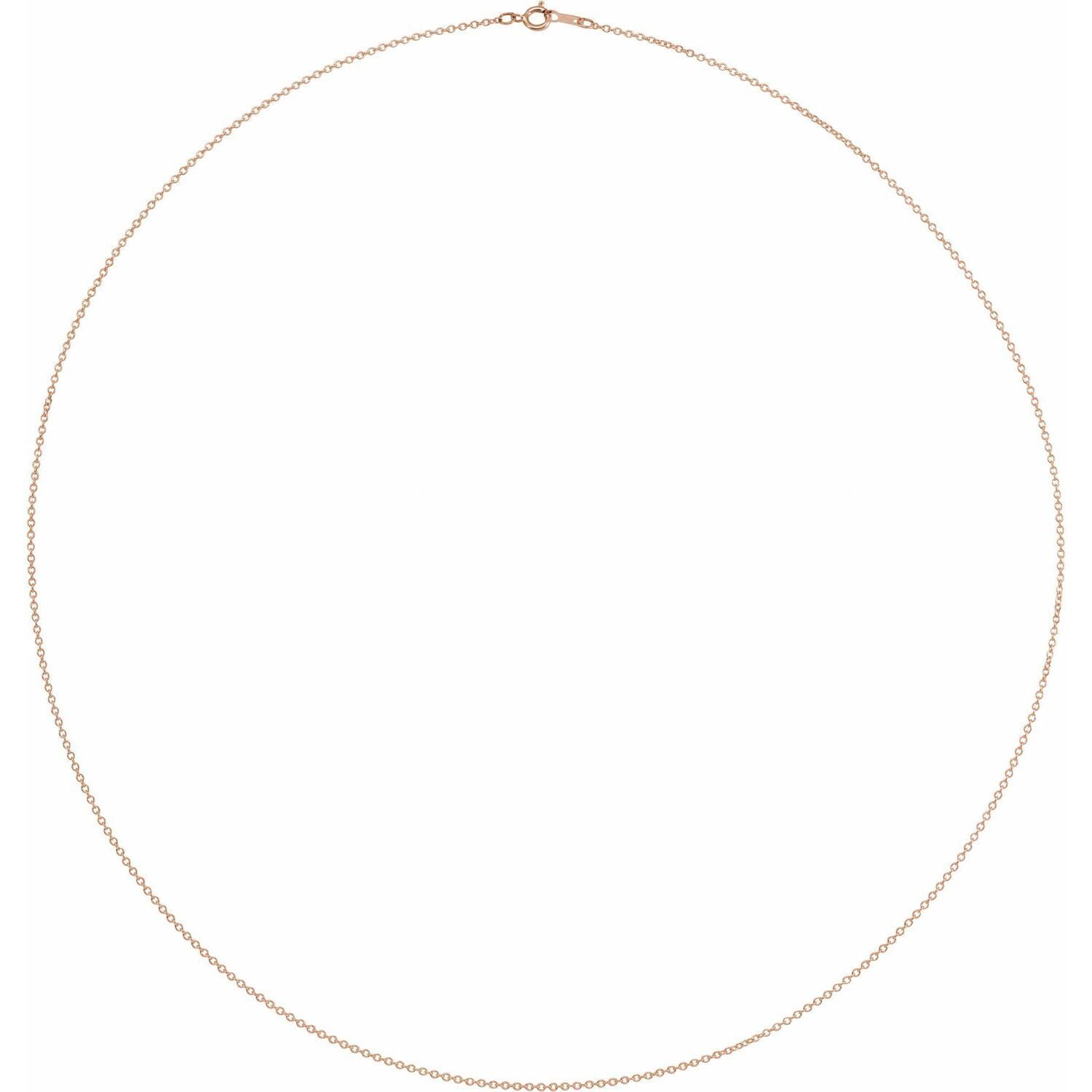 10k Rose Gold 1 mm Cable 16" Chain Necklace Fine Gift for Women