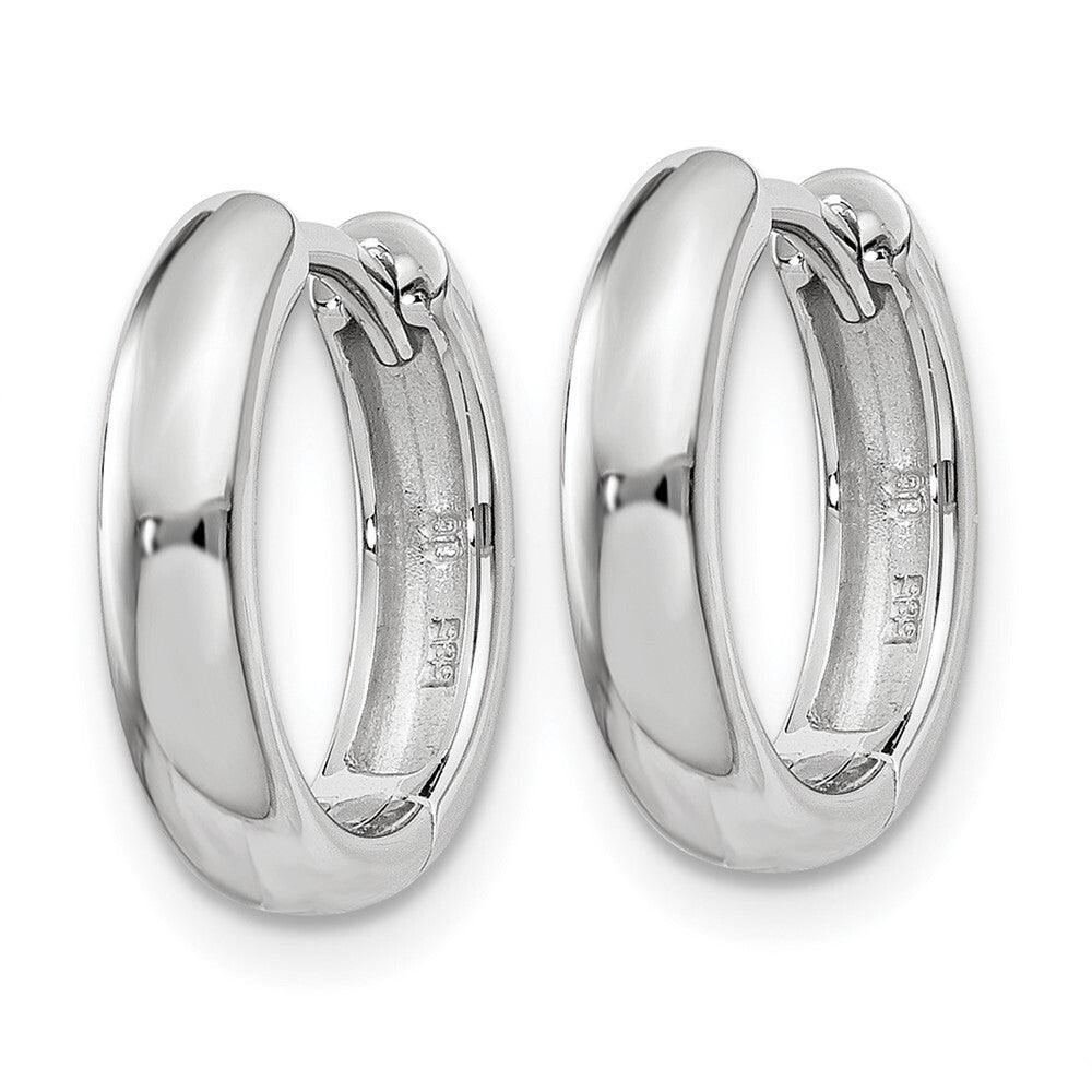 14k White Gold Round Hinged Hoop Earrings Gift for Women