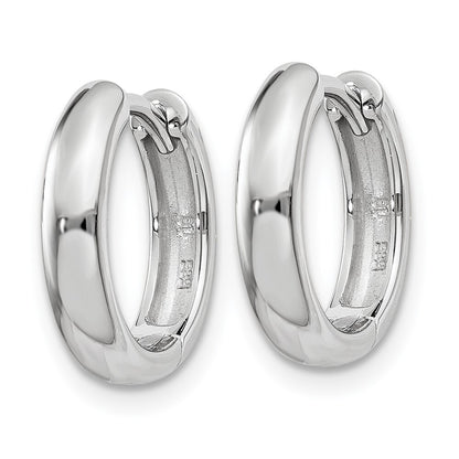 14k White Gold Round Hinged Hoop Earrings Gift for Women
