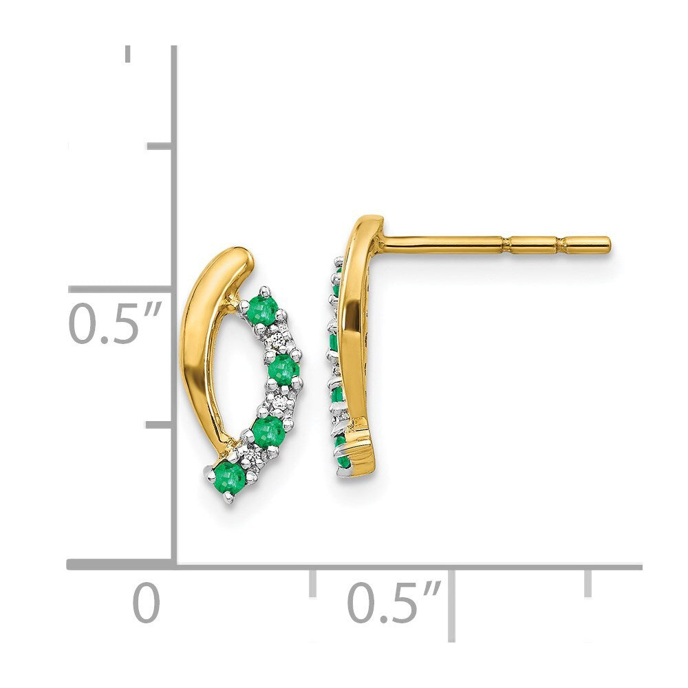 14k Yellow Gold Diamond and Emerald Drop & Dangle Earrings