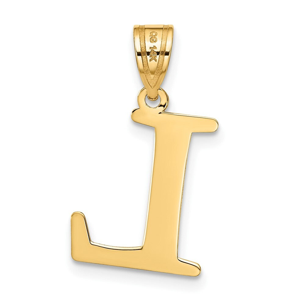 14k Yellow Gold Polished Etched Letter L Initial Pendant for Women