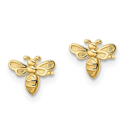 14k Yellow Gold Bumble Bee Stud Earrings Gift for Women
