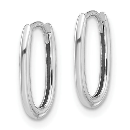 14K White Gold Polished Oval Hinged Hoop Earrings Gift for Women