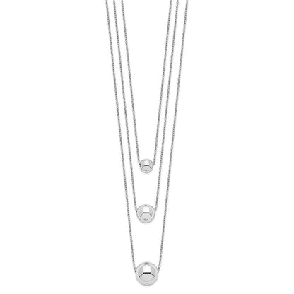 Sterling Silver Rhodium-plated 3-Strand w/2in ext. Polished Necklace