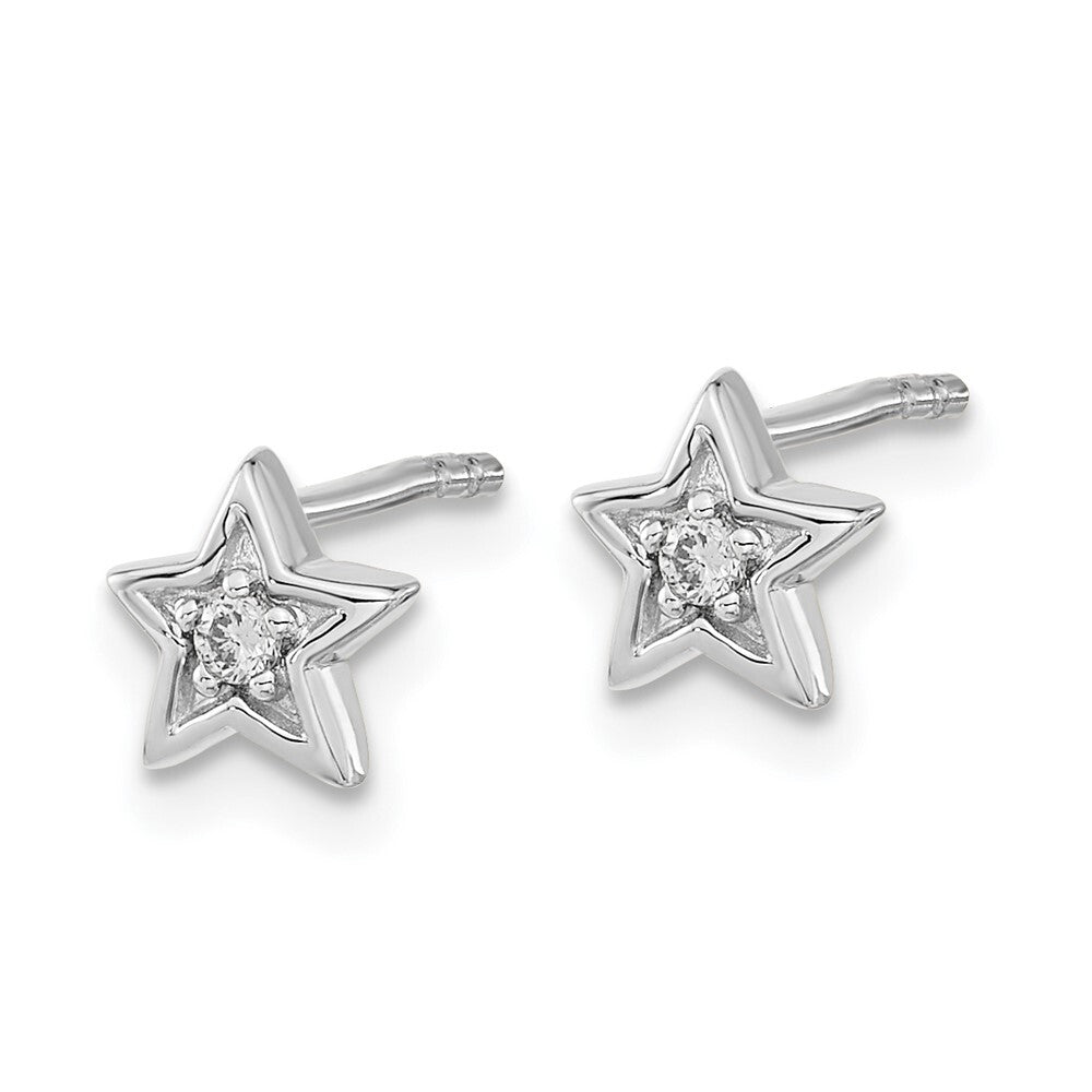 14k White Gold Diamond Star Stud Earrings Gift for Women