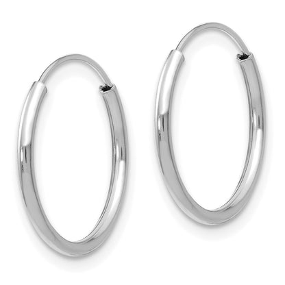 14k White Gold Endless Hoop Earrings Gift for Women
