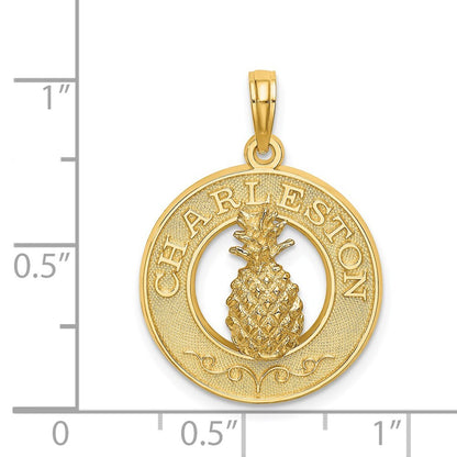 14k Yellow Gold CHARLESTON Pineapple Charm Pendant for Women