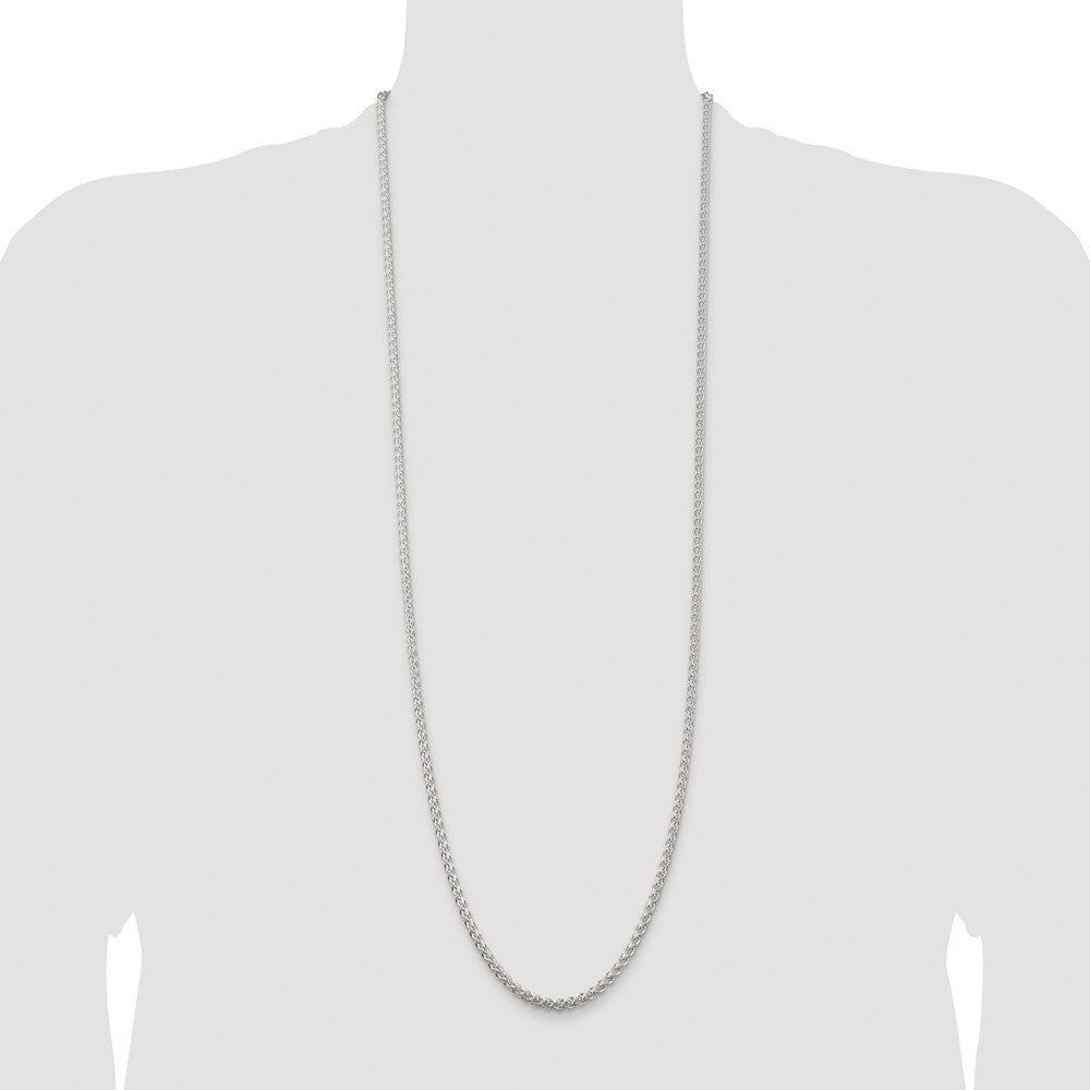 Sterling Silver Rhodium-plated 3mm Round Spiga Chain