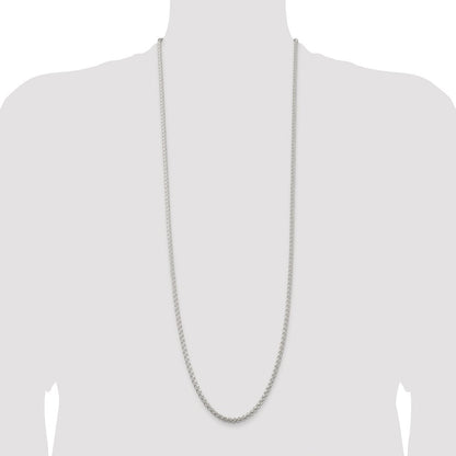 Sterling Silver Rhodium-plated 3mm Round Spiga Chain