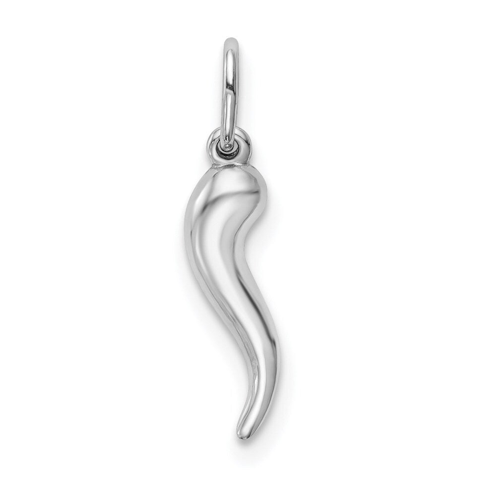 14k White Gold Hollow Italian Horn Pendant for Women