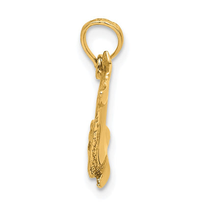 14k Yellow Gold Jumping Dolphin Charm Pendant for Women