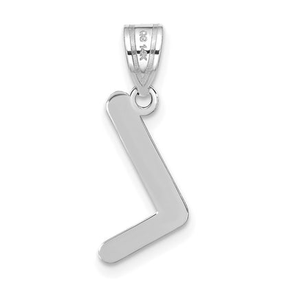 14k White Gold Polished Bubble Letter L Initial Pendant for Women