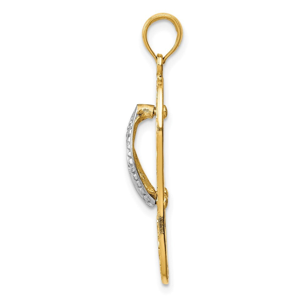 14k Two-tone Gold Triple Sea Turtle Flip-Flop Pendant for Women