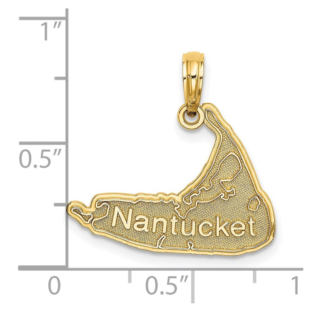 14k Yellow Gold NANTUCKET Map Charm Pendant for Women