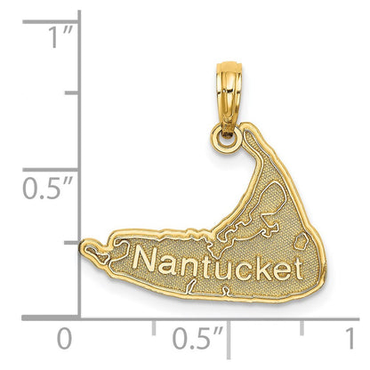 14k Yellow Gold NANTUCKET Map Charm Pendant for Women