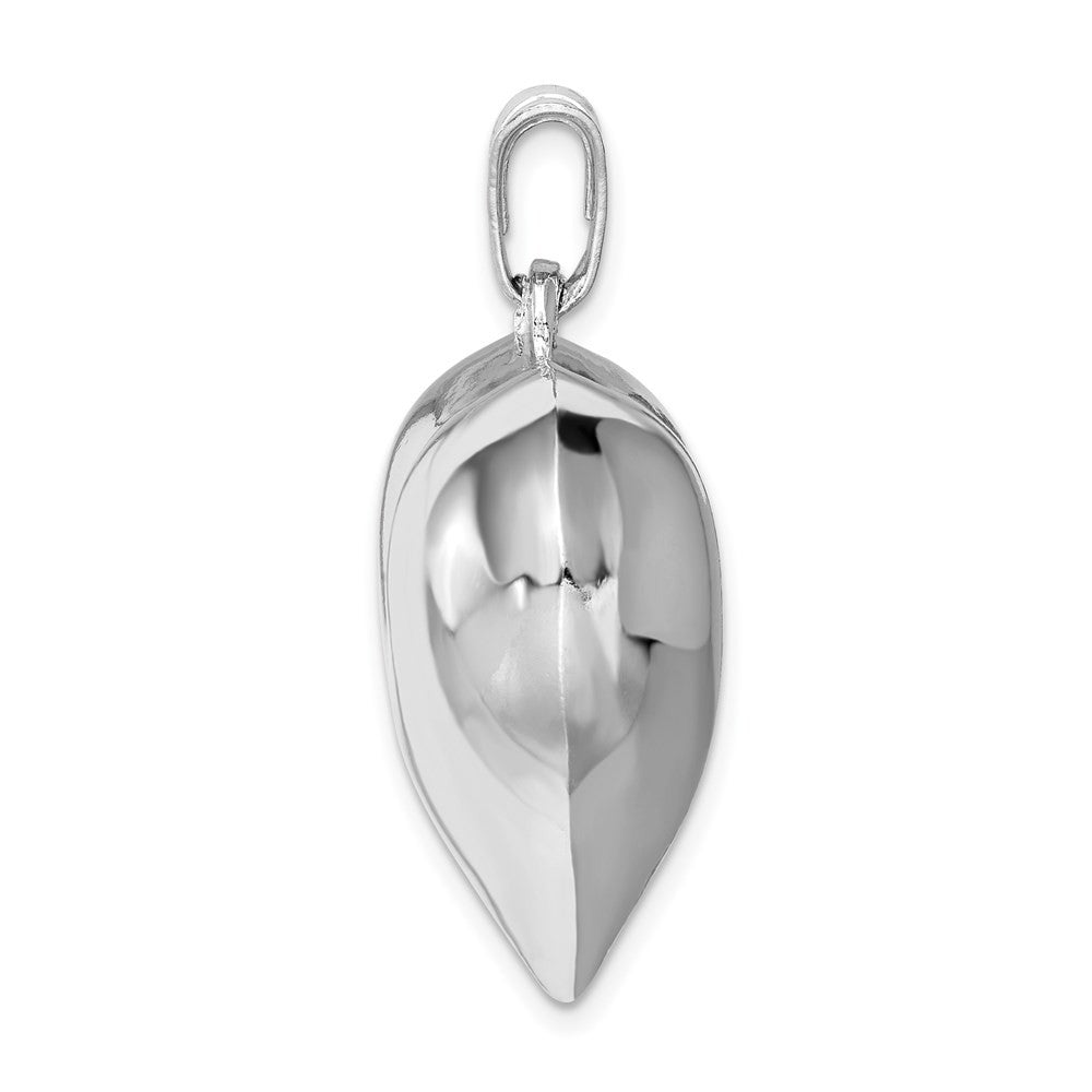 Sterling Silver Rhodium-plated Puffed Heart Pendant