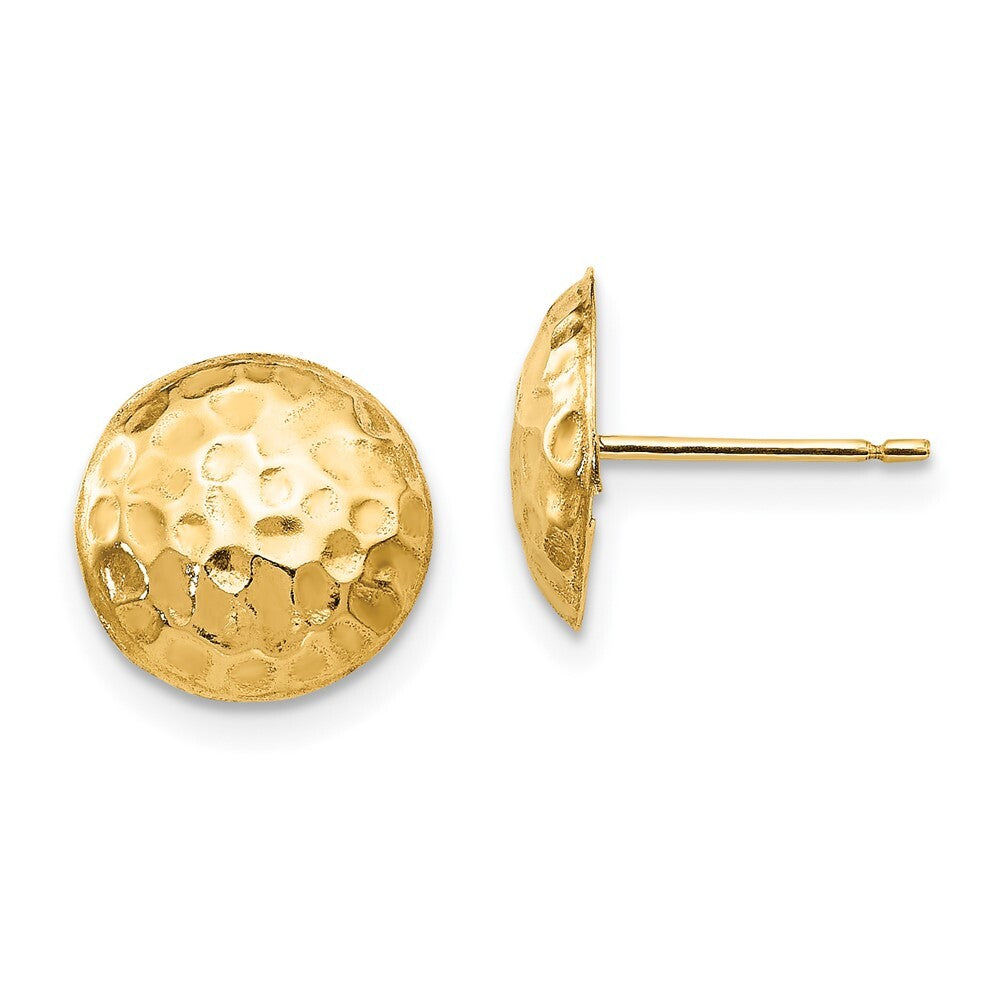 14k Yellow Gold Puffed Round Stud Earrings Gift for Women
