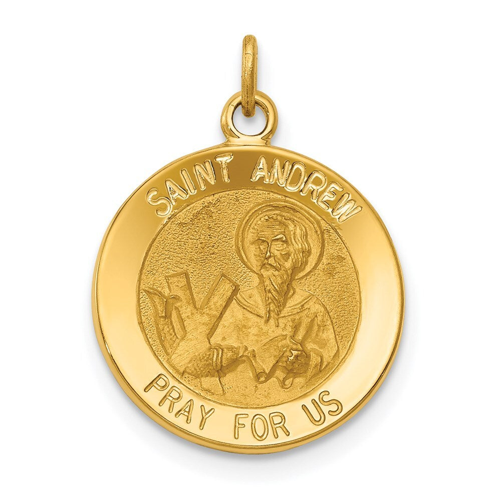 14k Yellow Gold Saint Andrew Medal Charm Pendant for Women