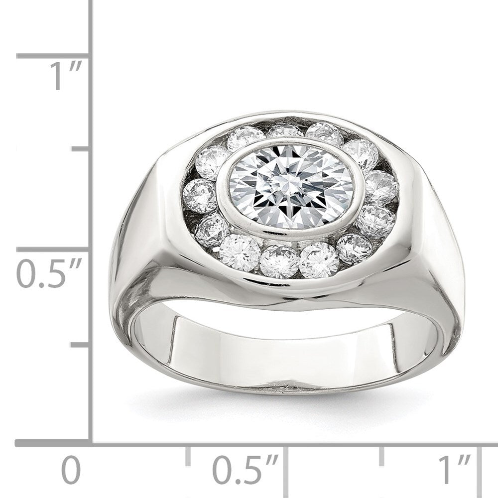 Sterling Silver Rhodium-plated Men's Cubic Zirconia Ring Size 11