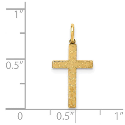 14k Yellow Gold Laser Designed Cross Charm Pendant for Women