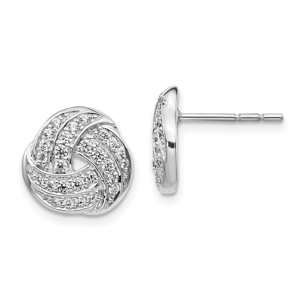 14k White Gold Diamond Love Knot Stud Earrings