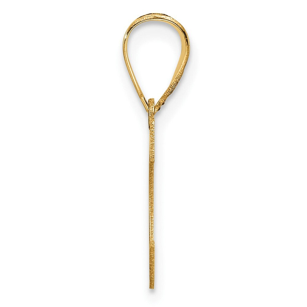 14k Yellow Gold Polished Etched Letter C Initial Pendant for Women