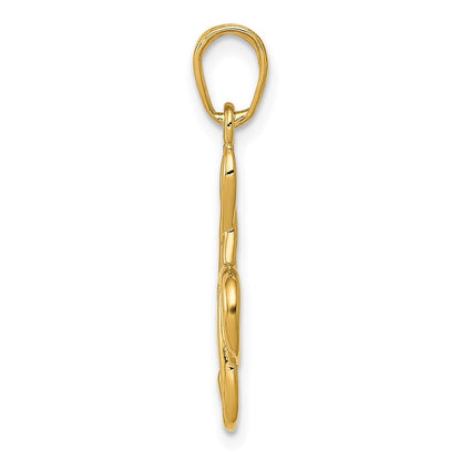 14k Yellow Gold 3-D Clef Treble Clef Pendant for Women
