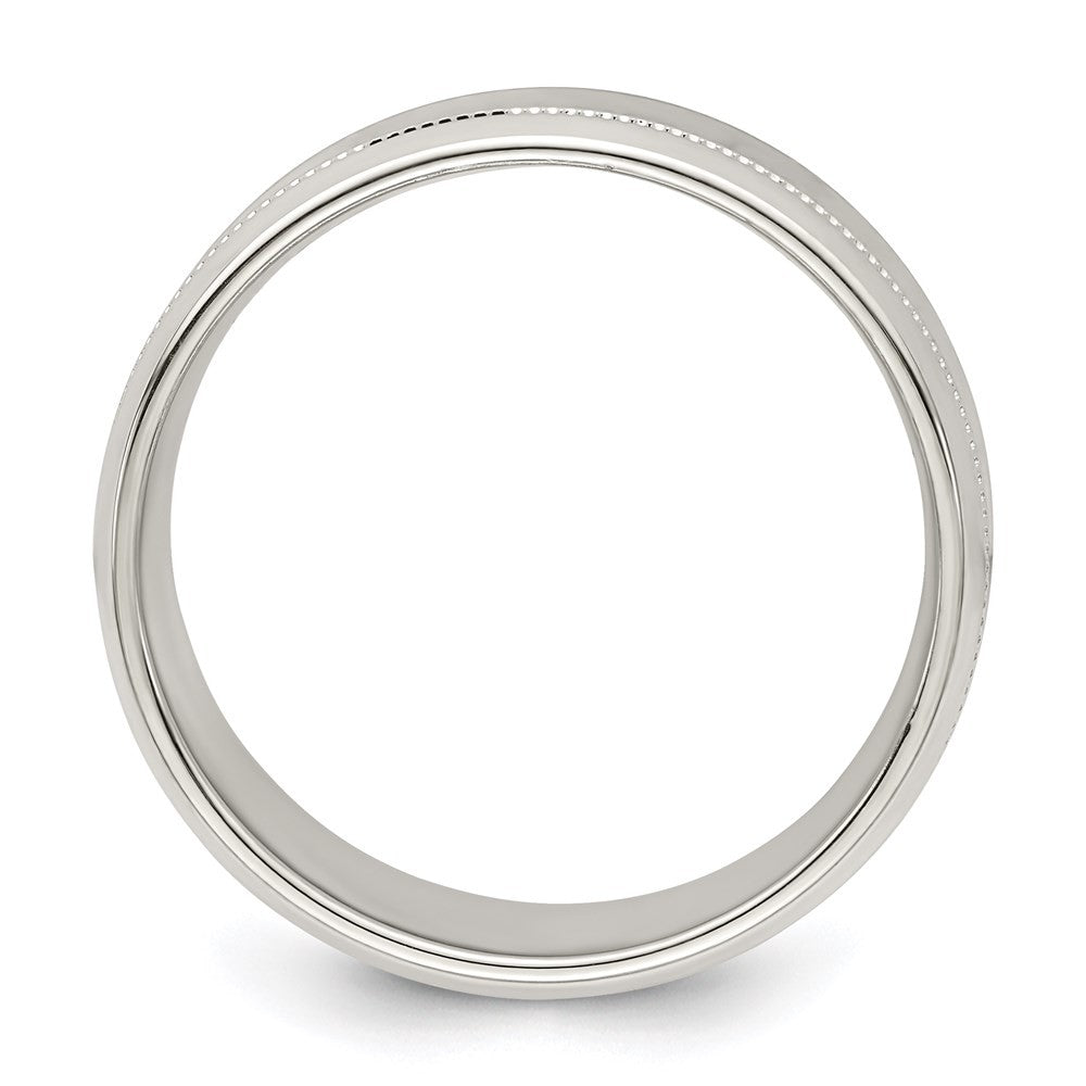 Sterling Silver 6mm  Flat Milgrain Beveled Edge Fancy Band Ring Size 11.5