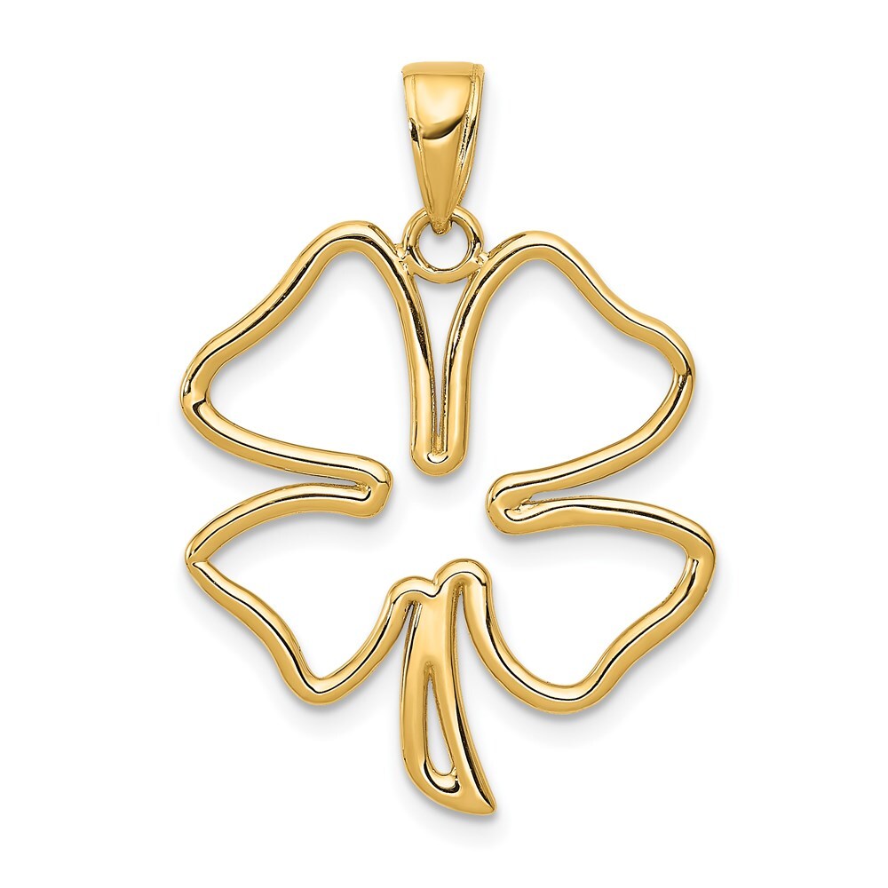 14k Yellow Gold Polished Cut Out 4-Leaf Clover Pendant for Women
