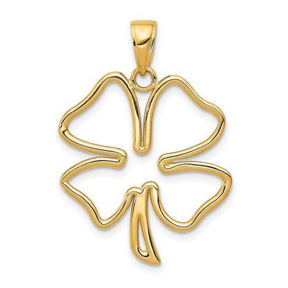 14k Yellow Gold Polished Cut Out 4-Leaf Clover Pendant for Women