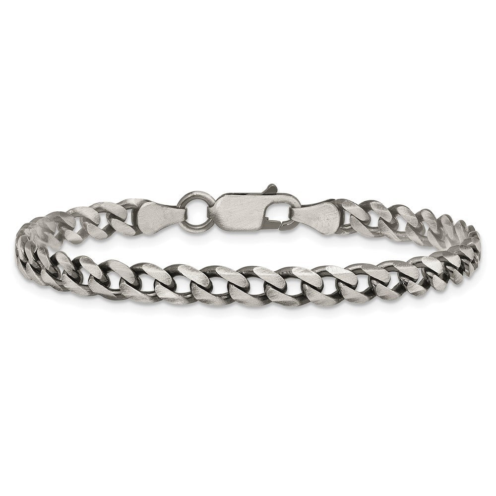 Sterling Silver Antiqued 6.0mm Curb Chain Bracelet