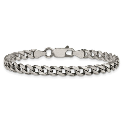 Sterling Silver Antiqued 6.0mm Curb Chain Bracelet